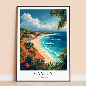 Cancun Print – Mexico Travel Wall Art, Cancun Beach Poster, Framed or Unframed Home Decor, Wedding and Housewarming Gift, Personalised