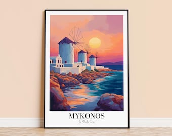 Mykonos Greece Art Print – Travel Poster, Personalized Gift