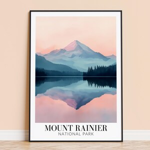Impression Mount Rainier - Tenture murale de voyage Mount Rainier National Park Washington - Décoration d'intérieur - Cadeau pour les amateurs d'art - Mount Rainier