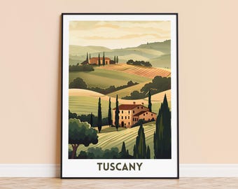 Tuscany Italy Art Print – Travel Poster, Personalized Gift