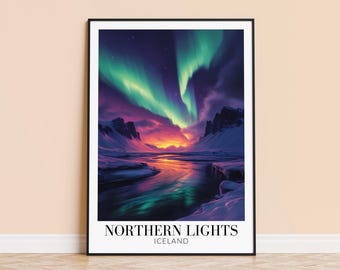 Aurora Borealis Island Print – Nordlichter Poster