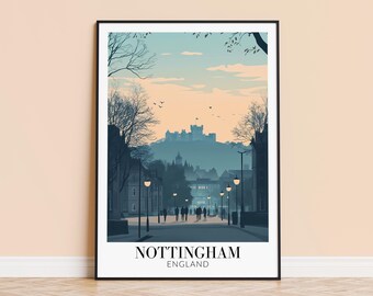 Nottingham Castle Art Print – England Travel Poster, Personalized Gift