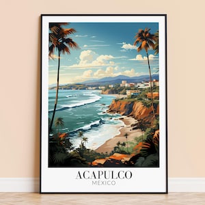 Acapulco Print - Mexiko Reise Wand Kunst, Strand Poster, gerahmt oder ungerahmt, Home Decor, Hochzeit Geschenk, Einweihungsgeschenk, personalisiertes Geschenk