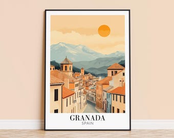 Granada Spain Art Print – Alhambra Travel Poster, Personalized Gift