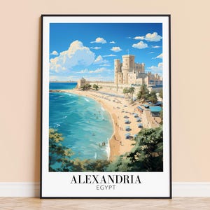 Alexandria Print – Egypt Travel Wall Art, Mediterranean City Poster, Wedding Gift, Personalised Option