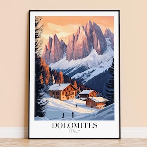 Dolomietenprint - Dolomieten Italië reizen muur hangend - Woondecoratie - cadeau voor kunstliefhebbers - Dolomieten muurposterkunst