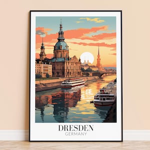 Dresden Print – Germany Travel Wall Art, City Poster, Framed or Unframed Home Decor, Wedding and Housewarming Gift, Personalised
