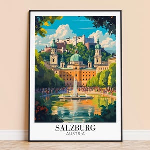 Salzburg Print – Austria Wall Art Poster, Salzburg Travel Print, Home Decor, Wedding & Housewarming Gift, Framed or Unframed, Personalised