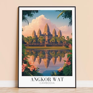 Angkor Wat Print – Cambodia Travel Wall Art, Temple Poster, Framed or Unframed Home Decor, Wedding and Housewarming Gift, Personalised