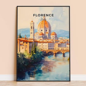Florence Watercolor Print – Italy Travel Wall Art, City Poster, Framed or Unframed Home Decor, Wedding and Housewarming Gift, Personalised
