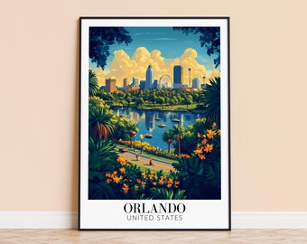 Orlando Florida Skyline Print – Travel Poster, Personalized Gift
