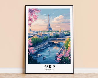 Eiffel Tower Paris Print – France Travel Poster, Personalized Gift