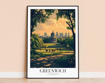 グリニッジプリント - ロンドン旅行のウォールアート、グリニッジシティポスター、額入りまたは額なしのホームデコレーション、結婚式や新築祝いのギフト、パーソナライズ