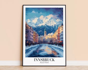 Innsbruck Austria Travel Poster – Cityscape Wall Art, Personalized Gift