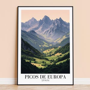 Impresión de Picos de Europa - Póster de viaje de Picos de Europa, España - Decoración del hogar - Regalo para amantes del arte - Póster de pared de Picos de Europa