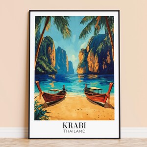 Krabi Print – Thailand Travel Wall Art, Krabi Coastal Poster, Framed or Unframed Home Decor, Wedding and Housewarming Gift, Personalised