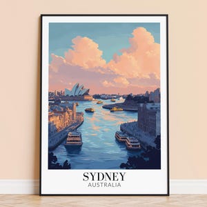 Sydney Print – Australia Wall Art Poster, Sydney Travel Print, Home Decor, Wedding & Housewarming Gift, Framed or Unframed, Personalised