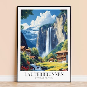 Lauterbrunnen Print – Switzerland Wall Art Poster, Swiss Print, Home Decor, Wedding & Housewarming Gift, Framed or Unframed, Personalised