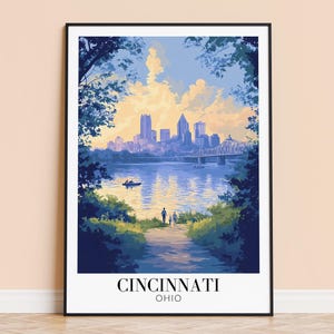シンシナティプリント - アメリカ旅行ウォールアート、シンシナティシティポスター、額入りまたは額なしのホームデコレーション、結婚式や新築祝いのギフト、パーソナライズ