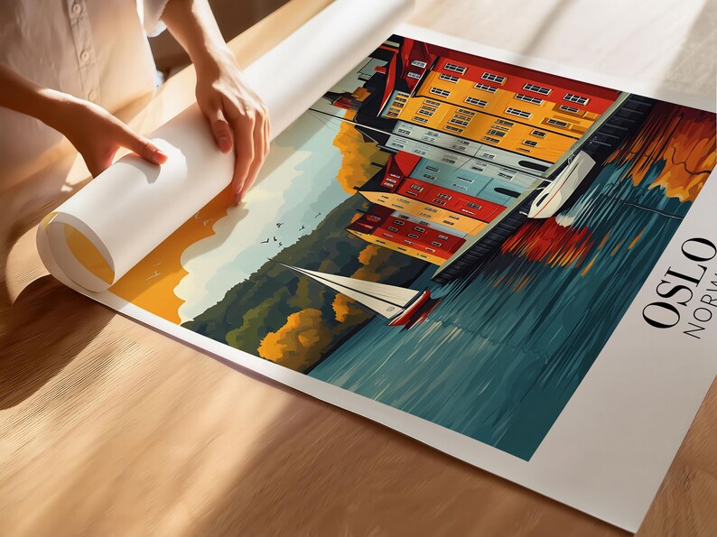 Stampa artistica di Oslo, Norvegia – Poster di viaggio scandinavo, regalo personalizzato immagine 5
