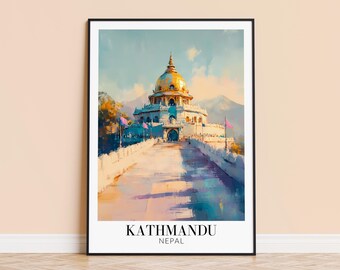 Kathmandu Nepal Travel Poster – Architectural Wall Art