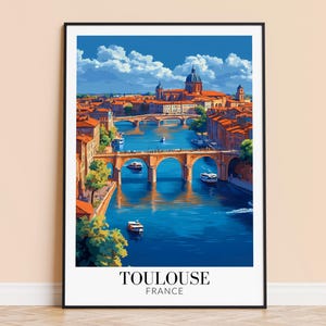 Impression Toulouse - Tenture murale de voyage Toulouse France - Décoration d'intérieur - Cadeau pour les amateurs d'art - Poster mural Toulouse
