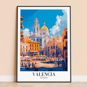 Valencia Print – Spain Wall Art Poster, Valencia Spain travel Print, Home Decor, Wedding Housewarming Gift, Framed or Unframed, Personalised