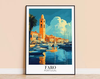 Faro Portugal Travel Poster – Colorful Wall Art, Personalized Gift