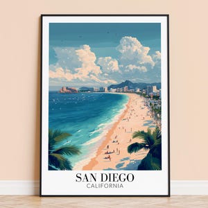 San Diego Print – USA Wall Art Poster, California Coastal Print, Home Decor, Wedding & Housewarming Gift, Framed or Unframed, Personalised