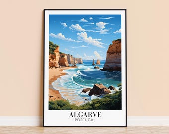 Algarve Print – Portugal Travel Wall Art, Coastal Poster, Beach Home Decor, Personalised Option