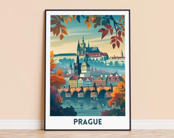 Prague Travel Poster – Czech Republic, Personalized Wall Art