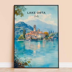 Lake Orta Watercolor Print – Italy Travel Wall Art, Lake Orta Poster, Framed Home Decor, Wedding and Housewarming Gift, Personalised