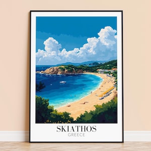 Skiathos Print – Greece Wall Art Poster, Greece Island Travel Print, Home Decor, Wedding Housewarming Gift, Framed or Unframed, Personalised
