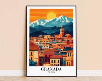 Granada Spain Travel Poster – Vibrant Cityscape Art Print