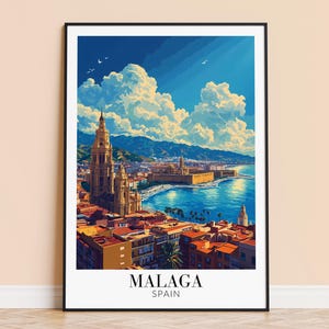 Malaga Print – Spain Wall Art Poster, Costa del Sol Travel Print, Home Decor, Wedding & Housewarming Gift, Framed or Unframed, Personalised
