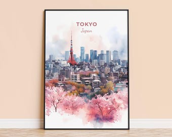 Tokyo Watercolor Print – Japan Cityscape, Travel Art