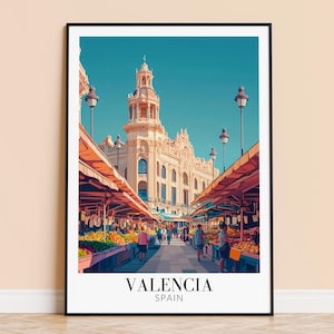 Valencia Print – Spain Wall Art Poster, Valencia Spain travel Print, Home Decor, Wedding Housewarming Gift, Framed or Unframed, Personalised