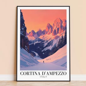 Lámina de Cortina d&#39;Ampezzo: Arte mural de viaje por Italia, póster de Cortina d&#39;Ampezzo, decoración enmarcada para el hogar, regalo de boda o inauguración de la casa, personalizado.