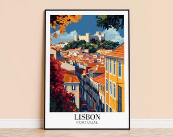 Lisbon Travel Poster – Portugal Cityscape Art, Personalized Gift