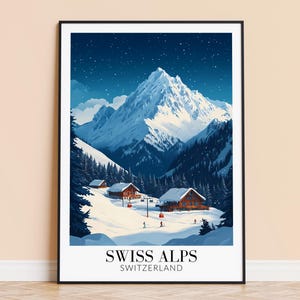 Swiss Alps Print - Swiss Alps Travel Wall Hanging - Home Decoration - Gift for Art Lovers - Swiss Alps Wall Poster Art