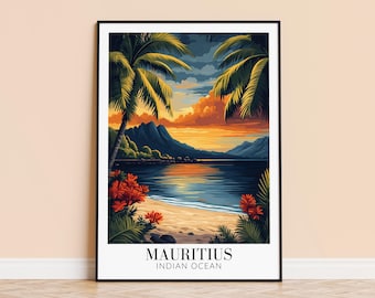 Mauritius Print – Mauritius Wall Art Poster, Indian Travel Print, Home Decor, Wedding & Housewarming Gift, Framed or Unframed, Personalised