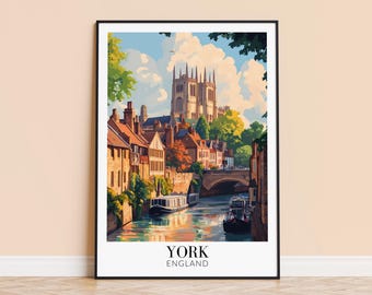 York Travel Poster – UK Cityscape Art Print, Personalized Gift