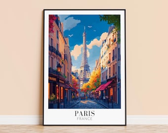 Paris Eiffel Tower Art Print: France Travel Poster - Etsy