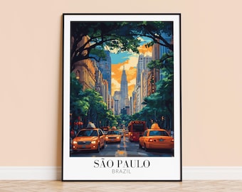 Póster de viaje personalizado de São Paulo, Brasil, con o sin marco.