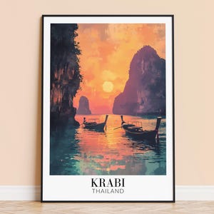 Krabi Print – Thailand Travel Wall Art, Krabi Coastal Poster, Framed or Unframed Home Decor, Wedding and Housewarming Gift, Personalised