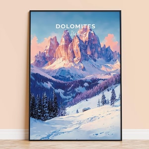 Dolomites Watercolour Print – Italy Mountain Wall Art, Dolomites Poster, Framed or Unframed Home Decor, Wedding Gift, Personalised