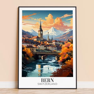 Bern Print - Bern Schweiz Reise Wandbehang - Dekoration - Geschenk für Kunstliebhaber - Bern Wall Poster Art