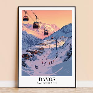 Davos Print – Switzerland Travel Wall Art, Mountain Poster, Framed or Unframed Home Decor, Wedding and Housewarming Gift, Personalised
