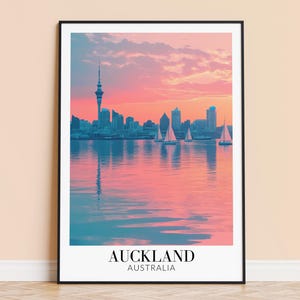 Impression d&#39;Auckland - Art mural de voyage en Nouvelle-Zélande, affiche d&#39;Auckland, décoration d&#39;intérieur encadrée ou non, cadeau de mariage et de pendaison de crémaillère, personnalisé