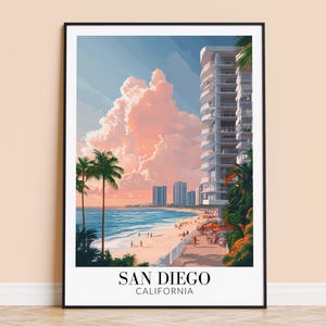 San Diego Print – USA Wall Art Poster, California Coastal Print, Home Decor, Wedding & Housewarming Gift, Framed or Unframed, Personalised